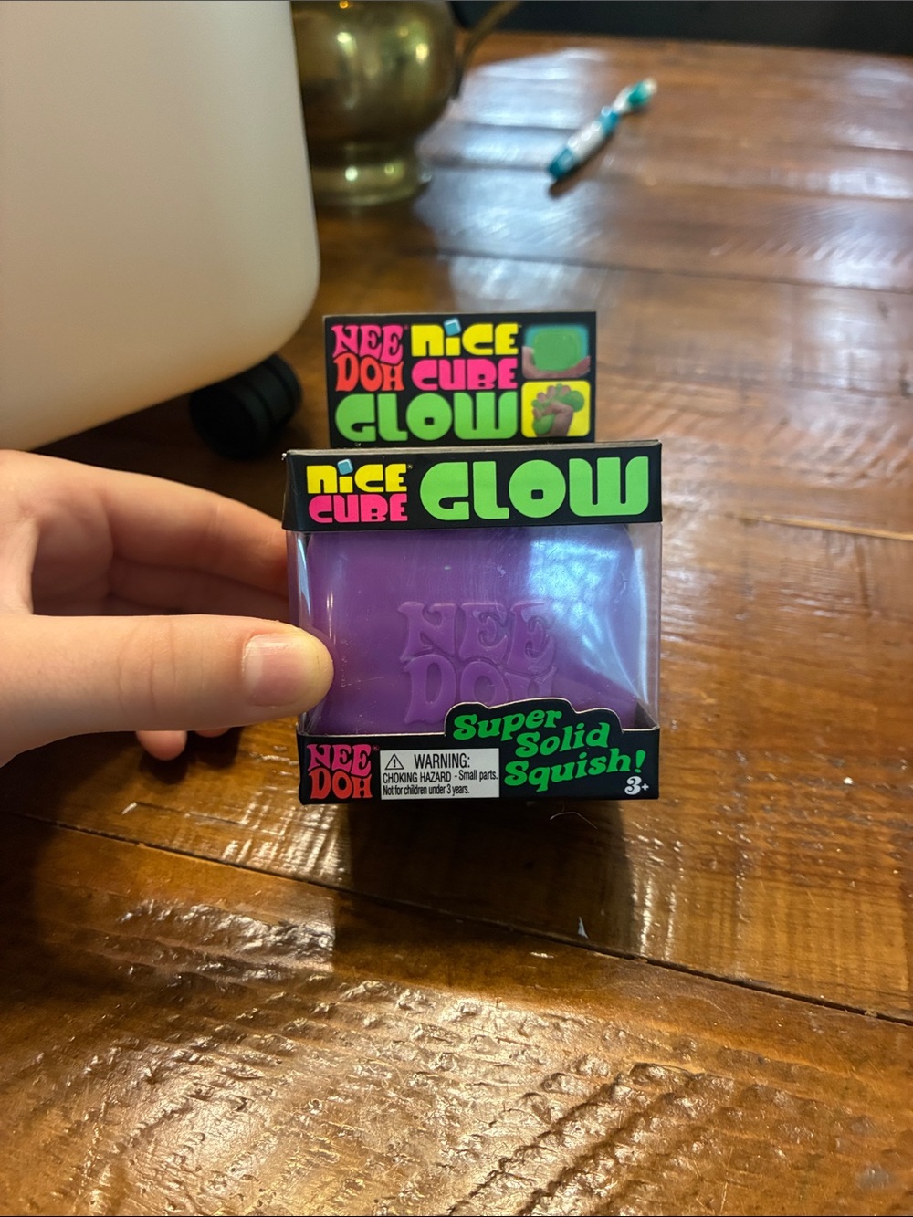 Needoh Nice Cube Glow Purple Super Solid Squish Toy